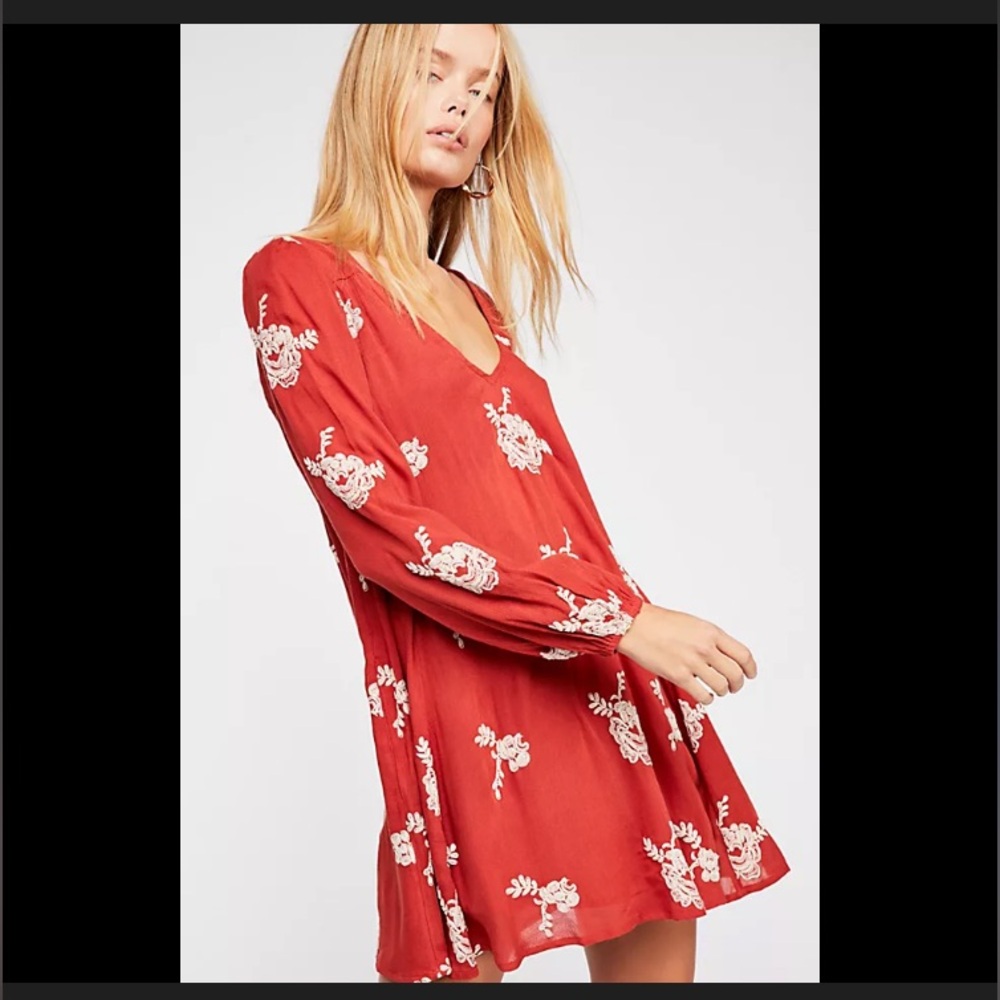 🏇 Free People Embroidered Austin Mini Dress